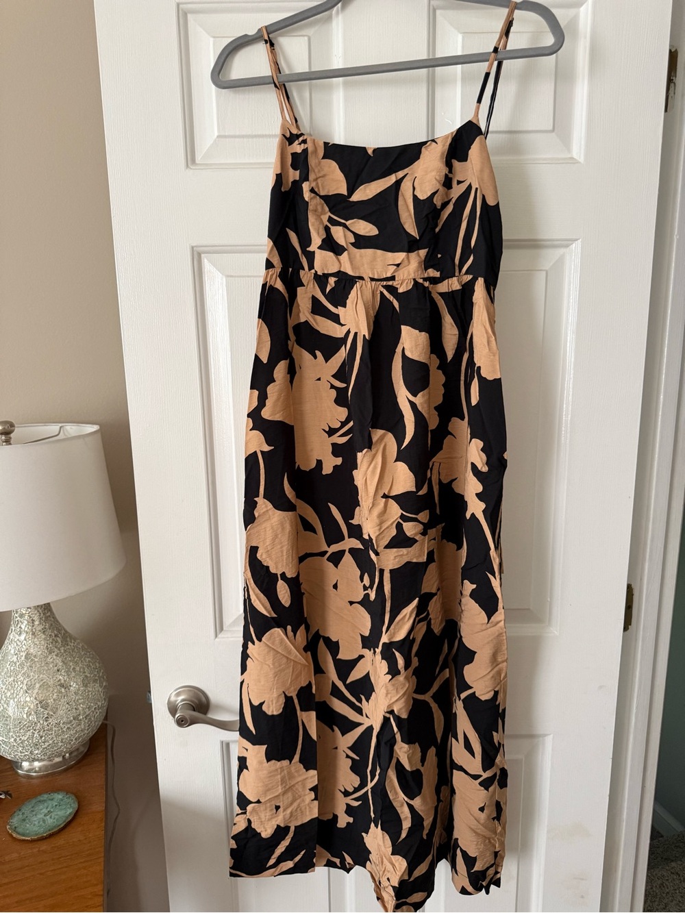 a new day Black and Tan Floral Midi Dress with Spaghetti Straps